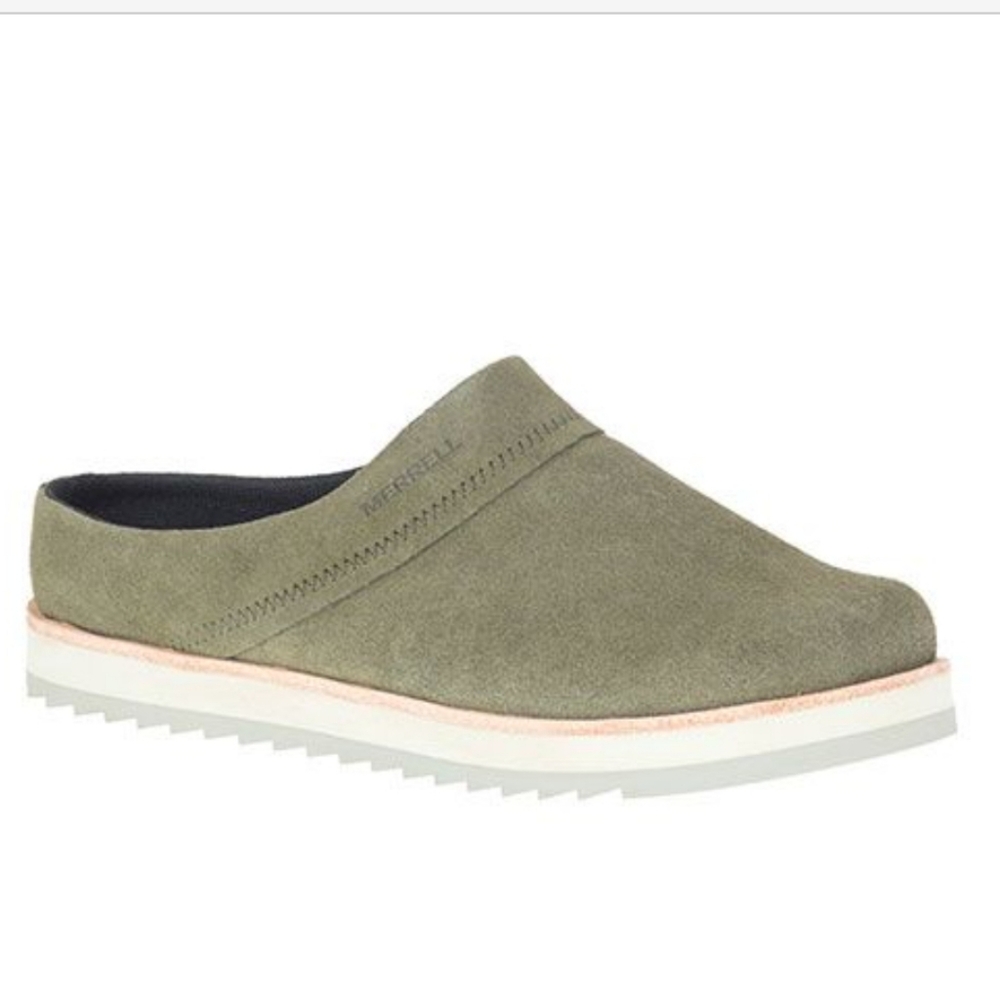 Merrell Women's Juno olive Green Suede Clog Slip-On Loafers 7.5